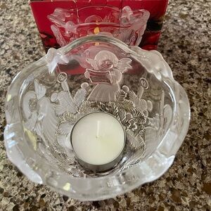 Mikasa “Heavenly Song” frosted and clear glass candle holder. 1999.